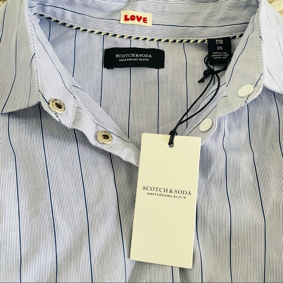 NWT! Scotch & Soda Stripe Wrap Tie Shirt Dress XS - Picture 5 of 5